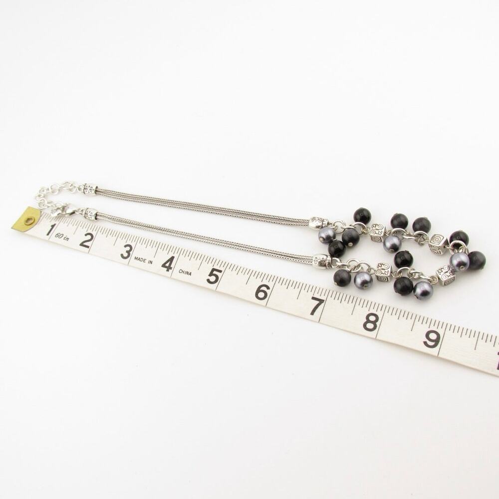 Brighton Necklace Silver Tone Black Beads Spiral Design Statement - Picture 6 of 6